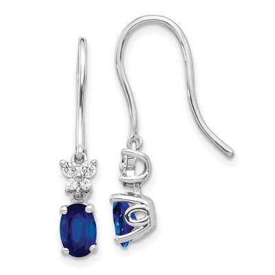 Diamond Oval Sapphire Shepherd Hook Earrings 10k White Gold EM5600-SA-013-1WA, MPN: EM5600-SA-013-1…