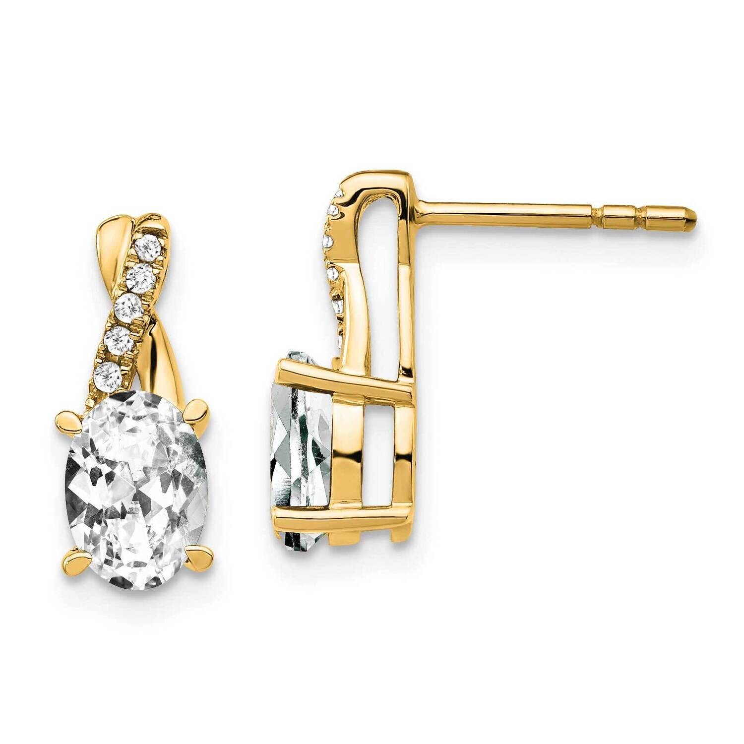 Topaz Diamond Earrings 14k White Gold EM4235-WT-006-YA, MPN: EM4235-WT-006-YA,