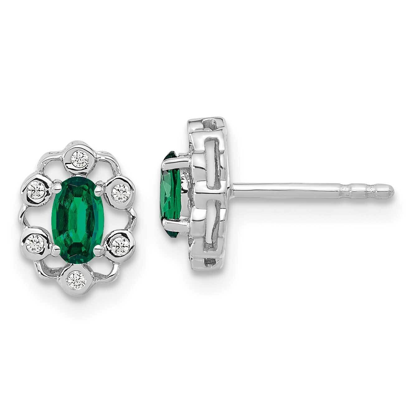 Diamond Created Emerald Earrings 14k White Gold EM9657-CEM-006-WAA, MPN: EM9657-CEM-006-WAA, 883957…