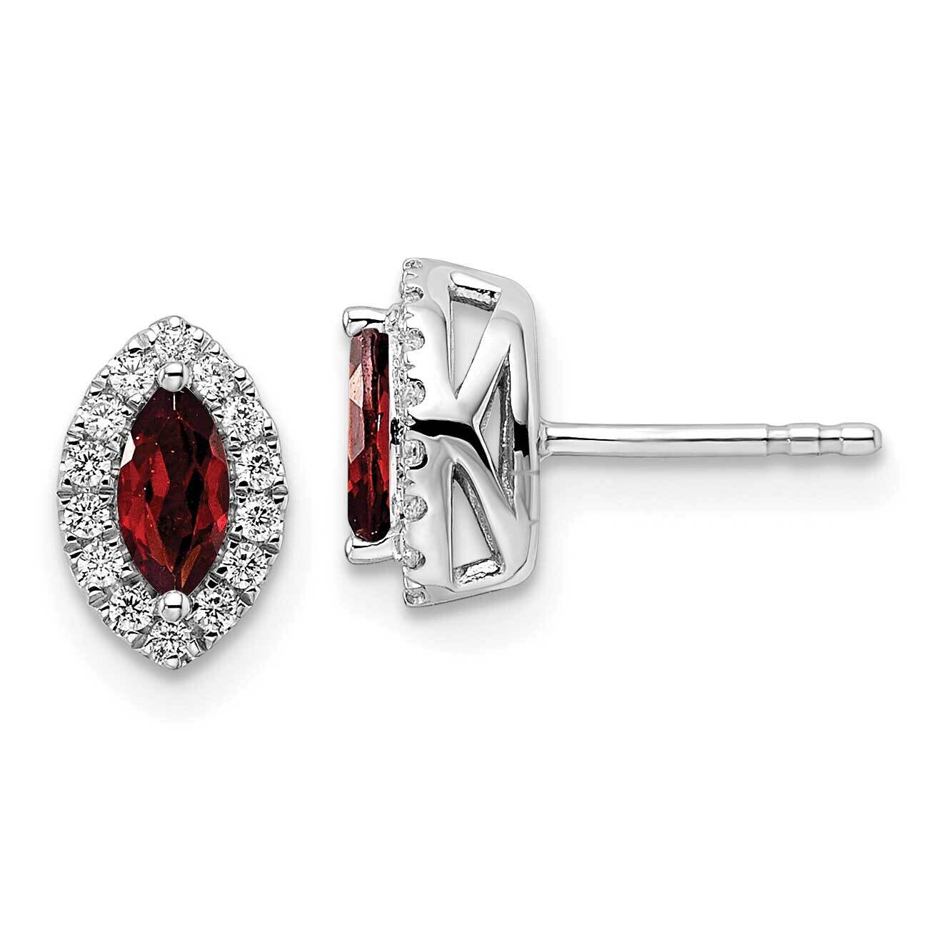 Diamond Garnet Post Earrings 14k White Gold EM9354-GA-020-WAA, MPN: EM9354-GA-020-WAA, 883957814803
