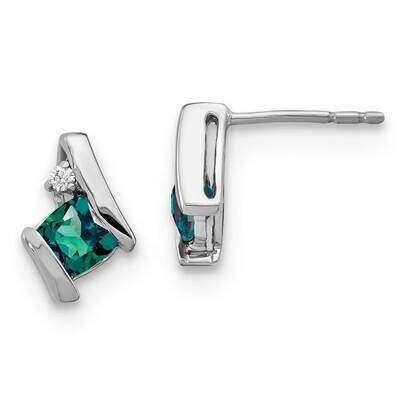 Cushion Cr. Alexandrite Diamond Earrings 10k White Gold EM7398-CA-003-1WA, MPN: EM7398-CA-003-1WA, …
