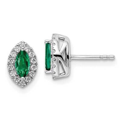 Diamond Created Emerald Post Earrings 14k White Gold EM9354-CEM-020-WAA, MPN: EM9354-CEM-020-WAA, 8…