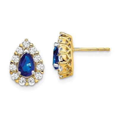 Pear Sapphire Diamond Halo Post Earrings 14k Gold EM6991-SA-077-YA, MPN: EM6991-SA-077-YA, 19110183…