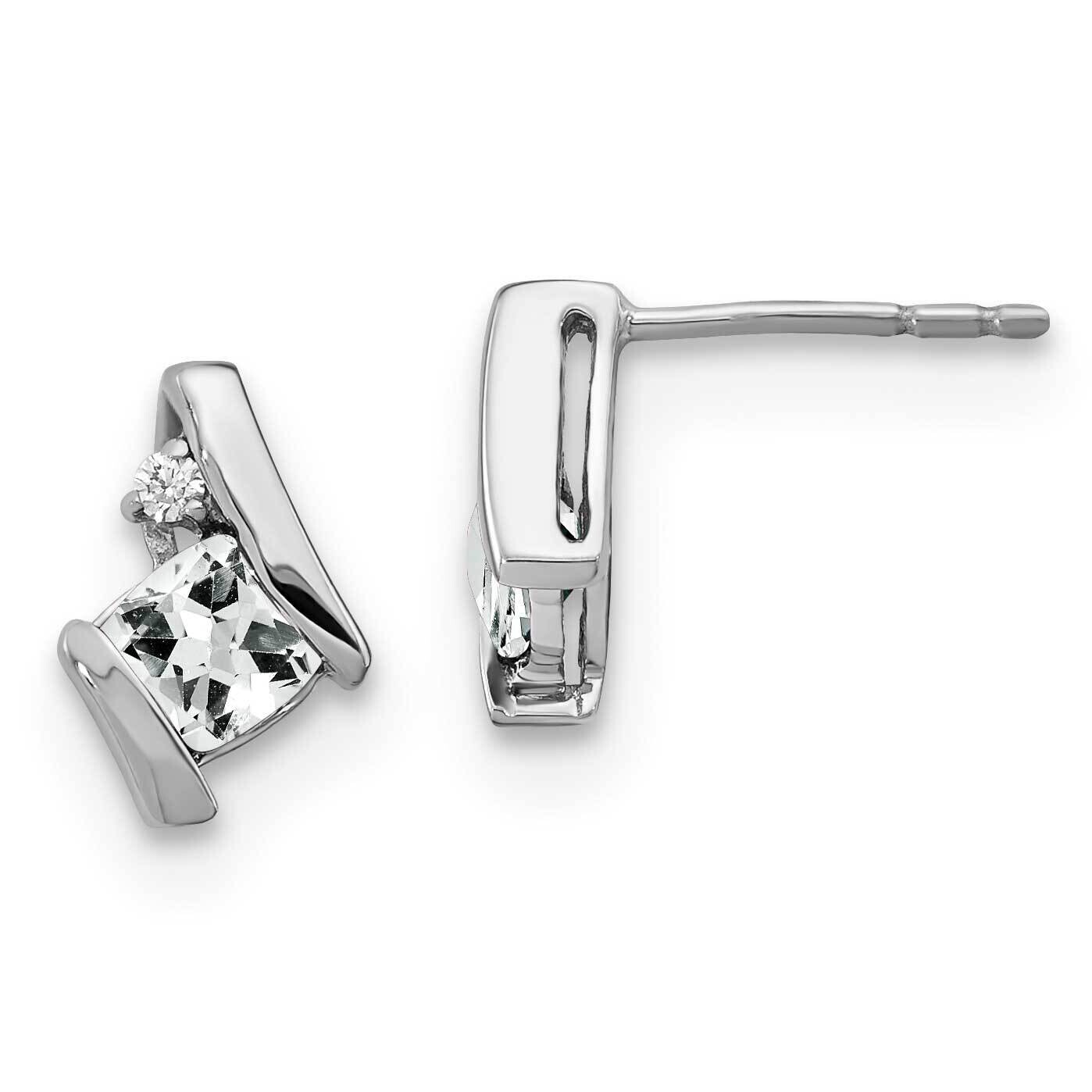 Cushion White Topaz Diamond Earrings 14k White Gold EM7398-WT-003-WA, MPN: EM7398-WT-003-WA,