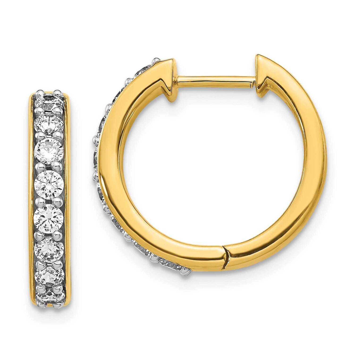 Diamond Hinged Hoop Earrings 10k Gold EM4264-080-1YA, MPN: EM4264-080-1YA,