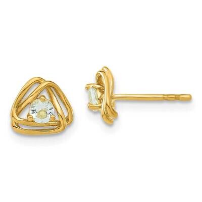 Aquamarine Post Earrings 14k Gold EM7395-AQ-Y, MPN: EM7395-AQ-Y, 191101401749