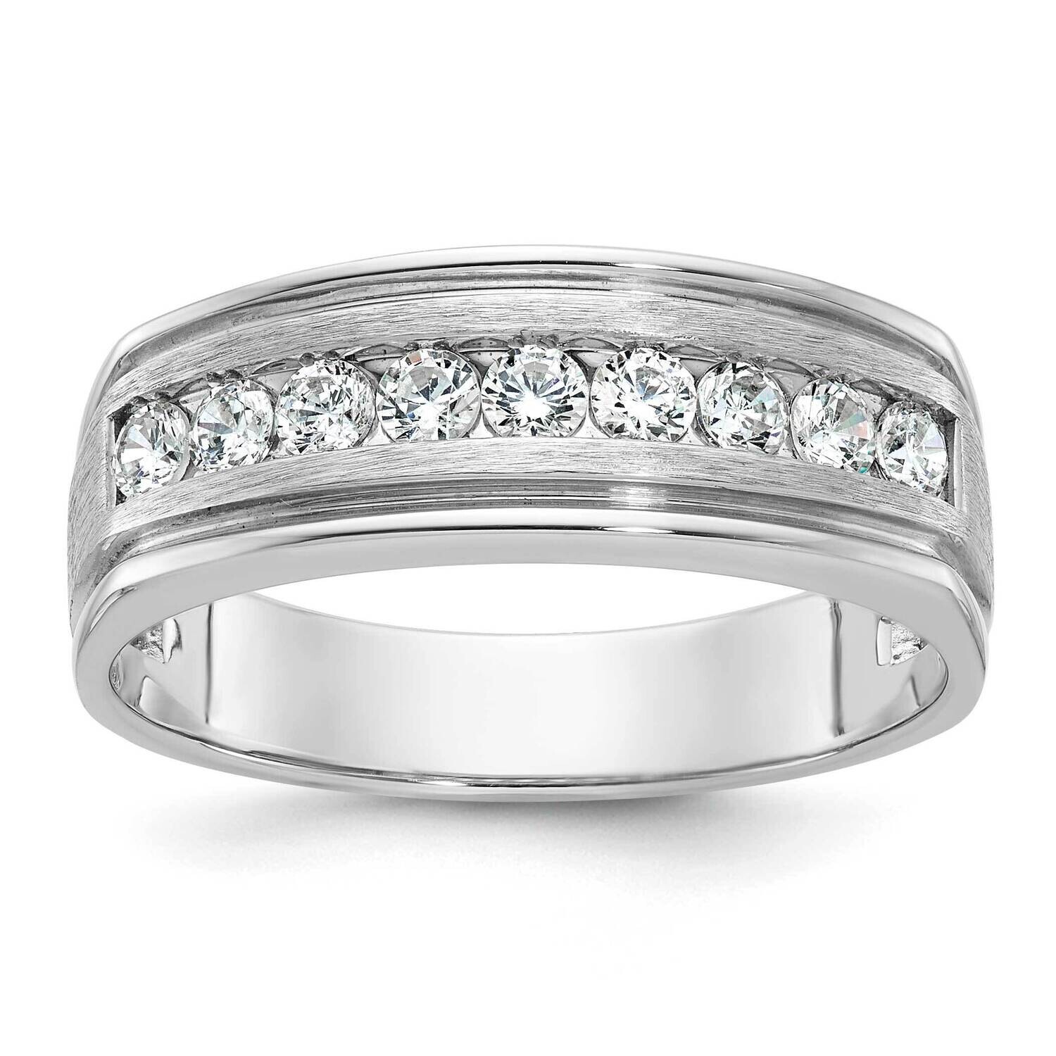 Ibgoodman Men&#39;s Polished Brushed Grooved 9-Stone Ring Mounting 14k White Gold B64209-4W by IBGoodma…