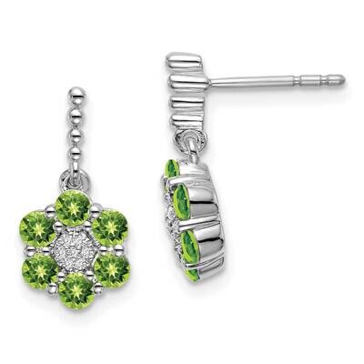 Peridot Diamond Earrings 14k White Gold EM7191-PE-004-WA, MPN: EM7191-PE-004-WA, 191101842030