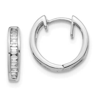 Baguette Diamond Hinged Hoop Earrings 10k White Gold EM5356-025-1WA, MPN: EM5356-025-1WA,