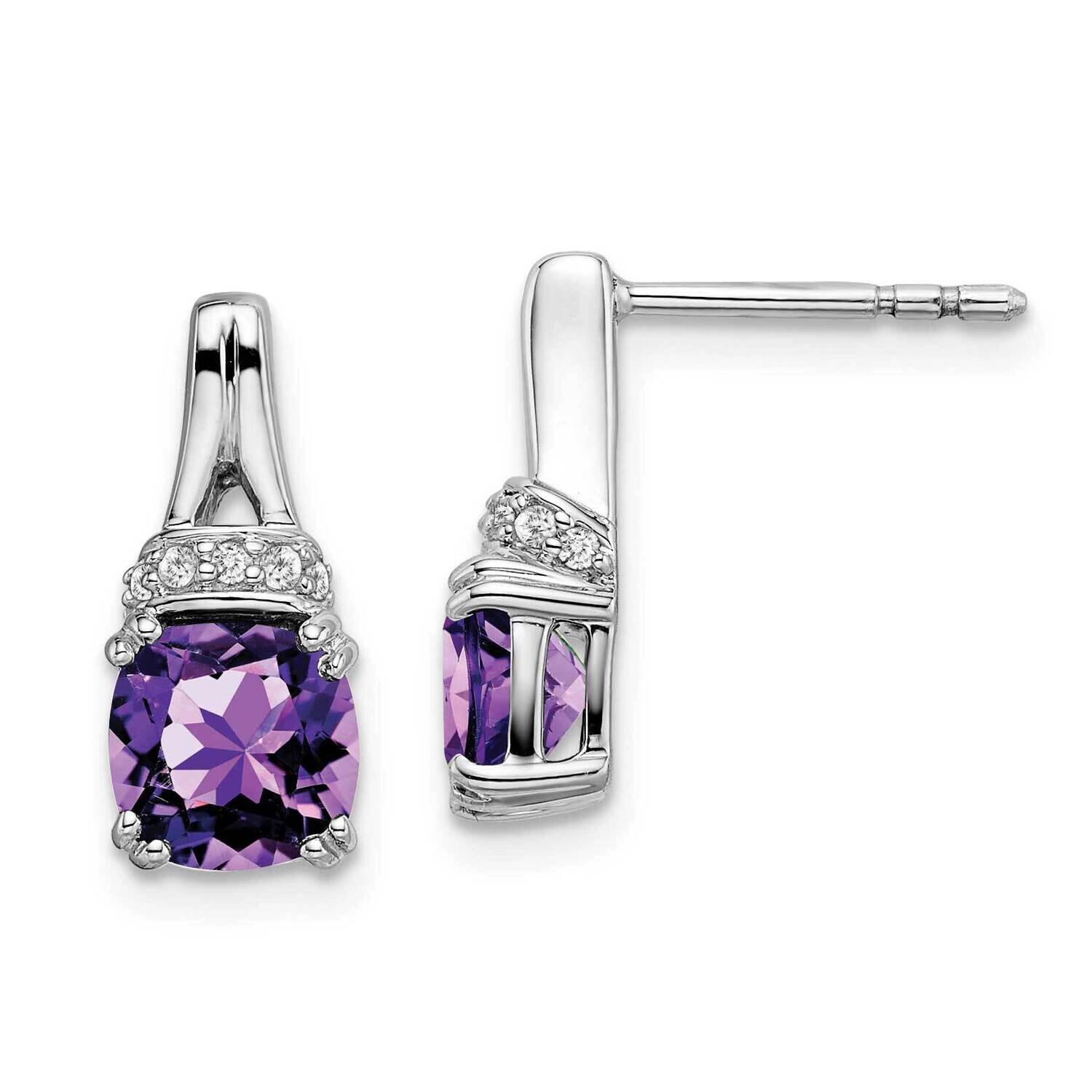 Amethyst Diamond Earrings 14k White Gold EM7074-AM-007-WA, MPN: EM7074-AM-007-WA, 191101839368