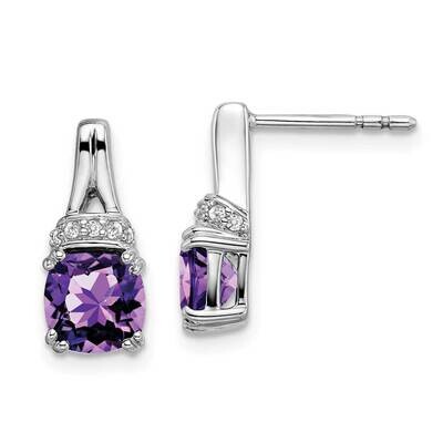Amethyst Diamond Earrings 14k White Gold EM7074-AM-007-WA, MPN: EM7074-AM-007-WA, 191101839368