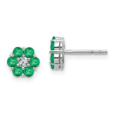 Polished Emerald Diamond Post Earrings 10k White Gold EM5609-EM-001-1WA, MPN: EM5609-EM-001-1WA, 19…