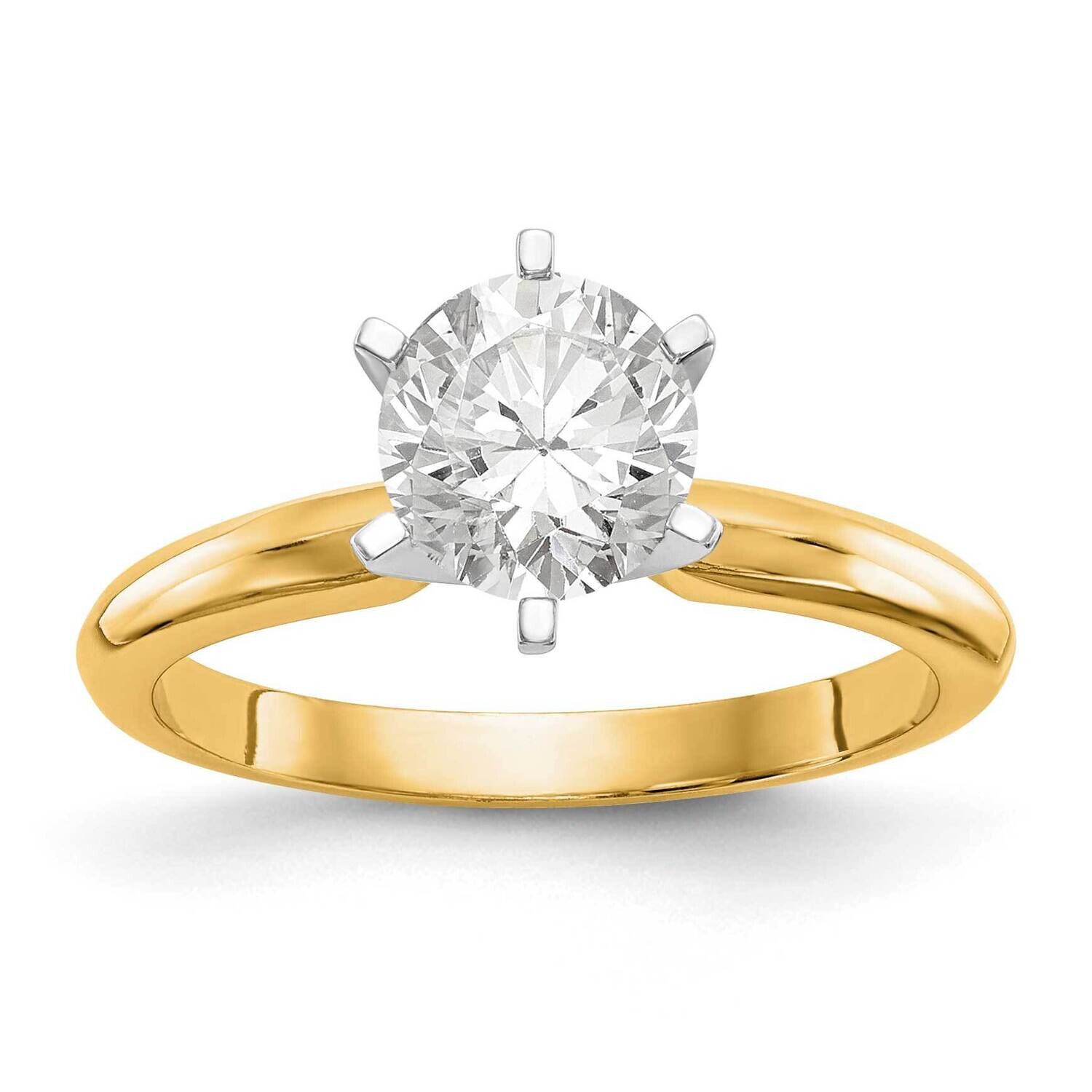 1.25 Carat Lightweight Knife Edge/Half-Round 6-Prong Round Solitaire Ring Mounting 14k Two-Tone Gold KS72
