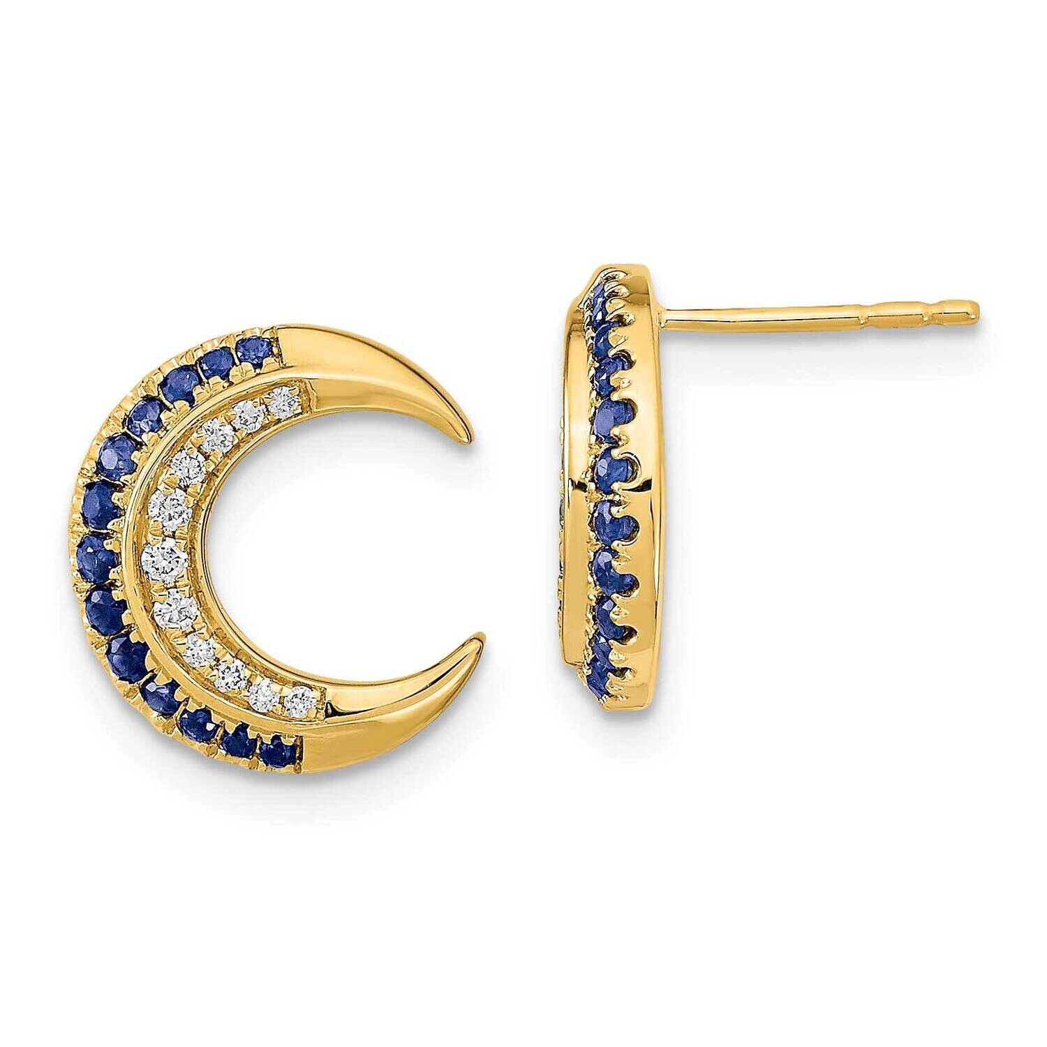 Moon Sapphire Diamond Post Earrings 14k Polished Gold EM6847-SA-011-YA, MPN: EM6847-SA-011-YA, 1911…