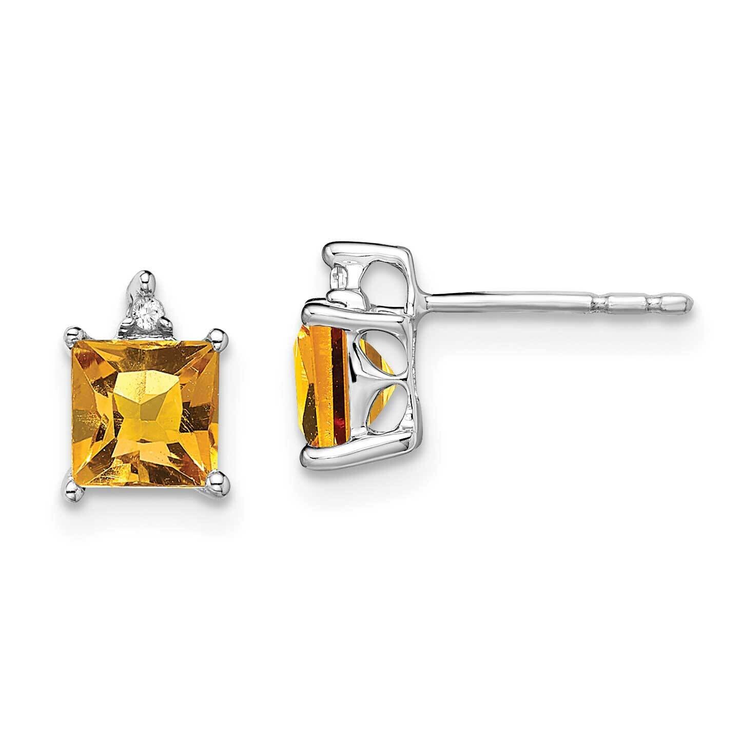 Princess Citrine Diamond Earrings 14k White Gold EM7085-CI-001-WA, MPN: EM7085-CI-001-WA, 191101839…