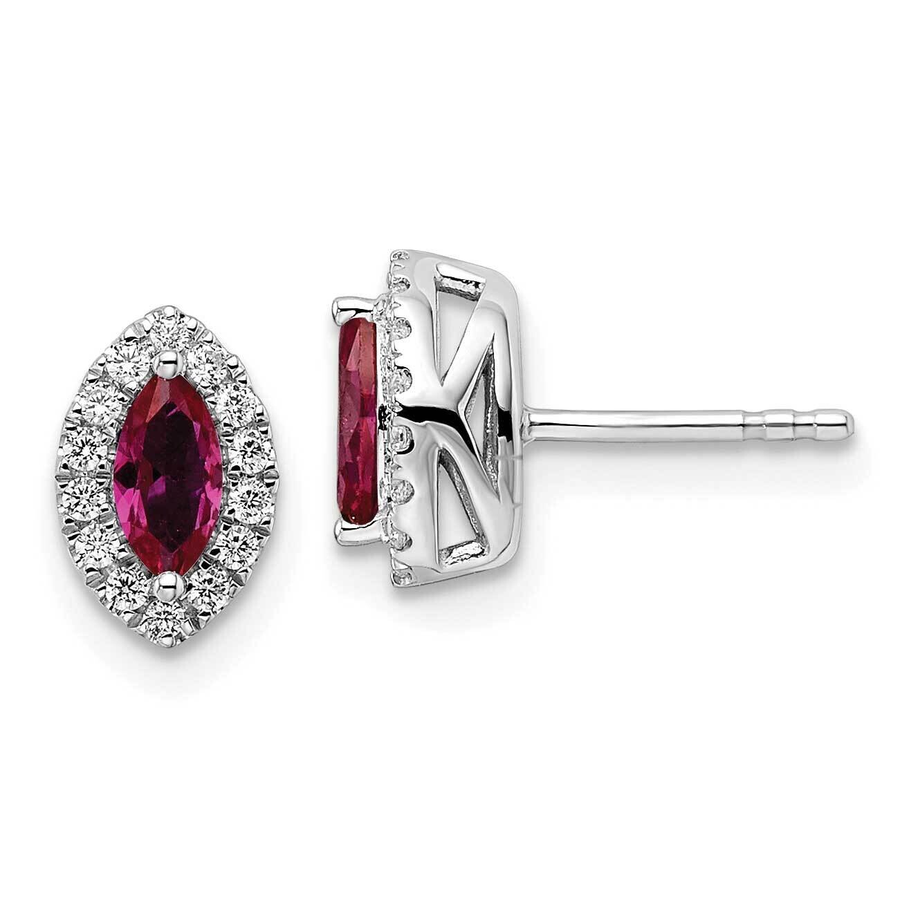 Diamond Created Ruby Post Earrings 14k White Gold EM9354-CRU-020-WAA, MPN: EM9354-CRU-020-WAA, 8839…