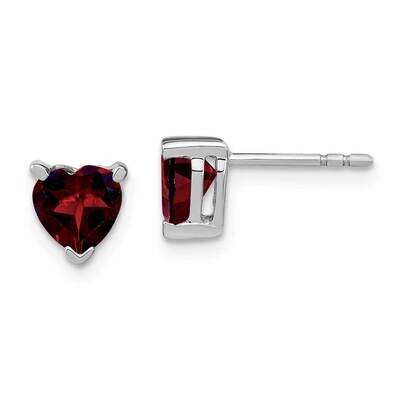 Heart Garnet Earrings 14k White Gold EM7101-GA-W, MPN: EM7101-GA-W, 191101841279