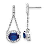 Oval Created Sapphire Diamond Dangle Earrings 14k White Gold EM7228-SA-033-WA, MPN: EM7228-SA-033-W…