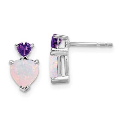 Created Opal Amethyst Heart Earrings 14k White Gold EM7076-OP_AM-W, MPN: EM7076-OP_AM-W, 1911018394…