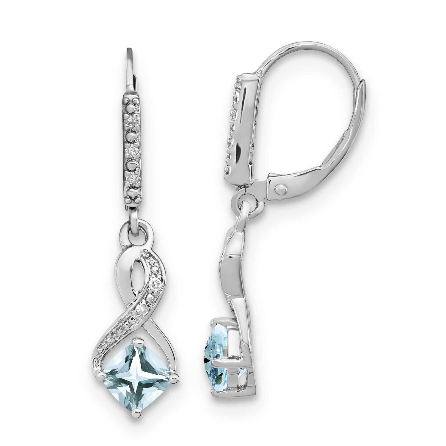 Aquamarine Diamond Earrings Sterling Silver Rhodium-Plated EM7402-AQ-006-SSA, MPN: EM7402-AQ-006-SS…
