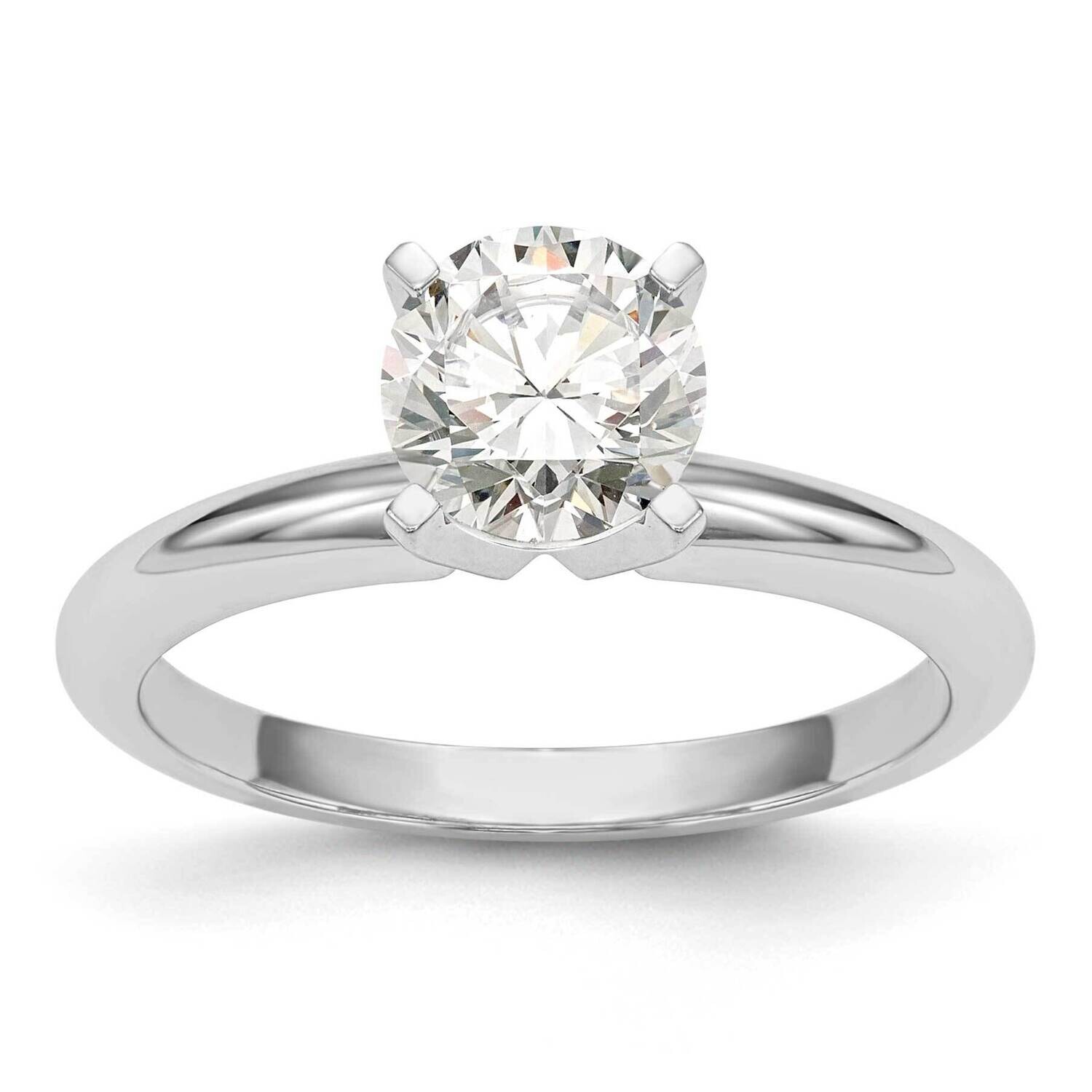 1.5 Carat Heavy-Weight Half-Round 4-Prong Round Solitaire Ring Mounting 14k White Gold KS4
