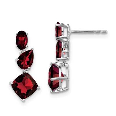 Garnet Dangle Earrings 14k White Gold EM7457-GA-W, MPN: EM7457-GA-W, 191101843914