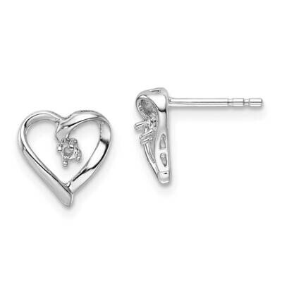 Fancy Diamond Heart Earring Mountings 14k White Gold EM5522-005-W, MPN: EM5522-005-W,