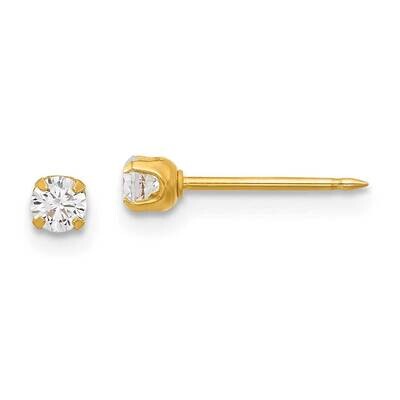 Inverness 3mm CZ Short Post Earrings 14k Polished Gold 7E-SP, MPN: 7E-SP,