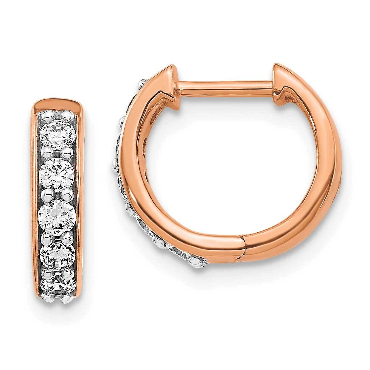 Diamond Hinged Hoop Earrings 14k Rose Gold EM4263-033-RA, MPN: EM4263-033-RA,