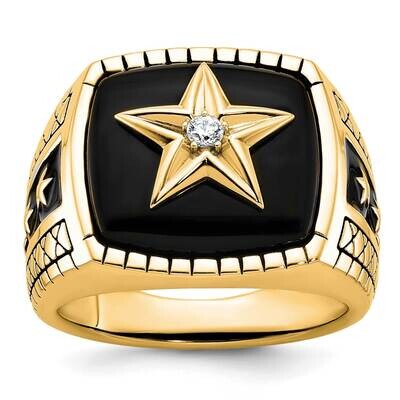 Antiqued Star Onyx Diamond Men&#39;s Ring 10k Polished Gold B84938-0YA by IBGoodman, MPN: B84938-0YA,