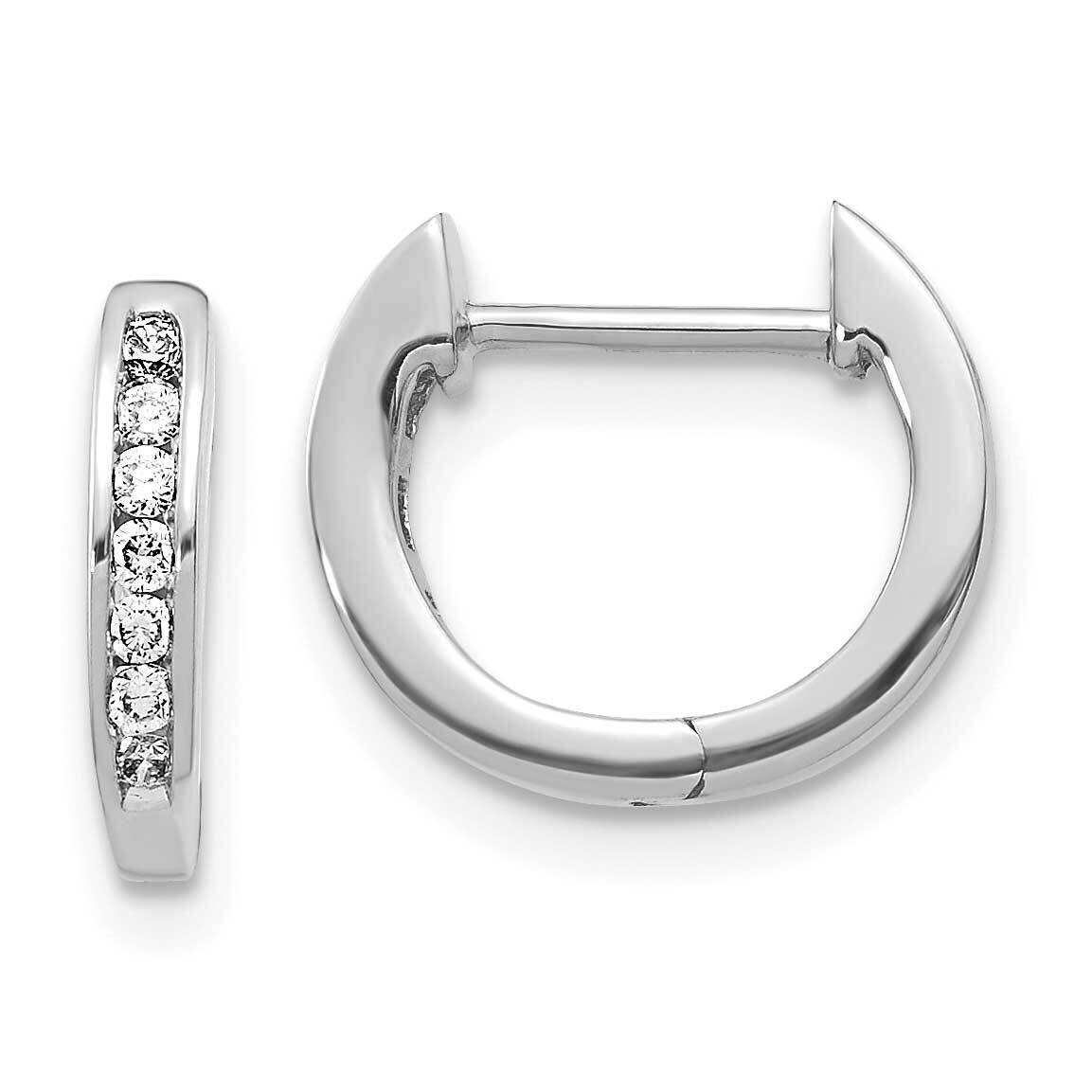 Polished Diamond Hinged Hoop Earrings 10k White Gold EM5350-016-1WA, MPN: EM5350-016-1WA,