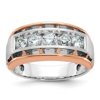 Ibgoodman Rose Gold Men&#39;s Polished Satin Cut-Out 5-Stone 1 Carat A Quality Diamond Ring 10k White G…