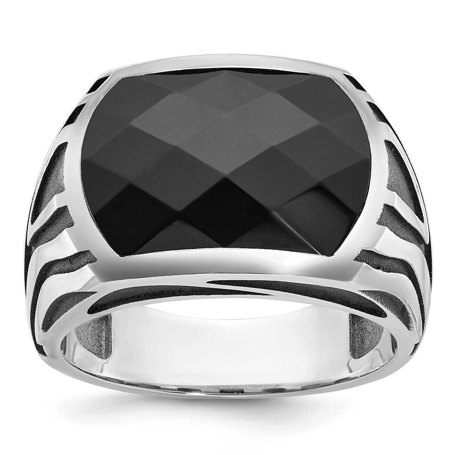 Black Rhodium Ibgoodman Men's Onyx Complete Ring 14k White Gold B84265-4WOX