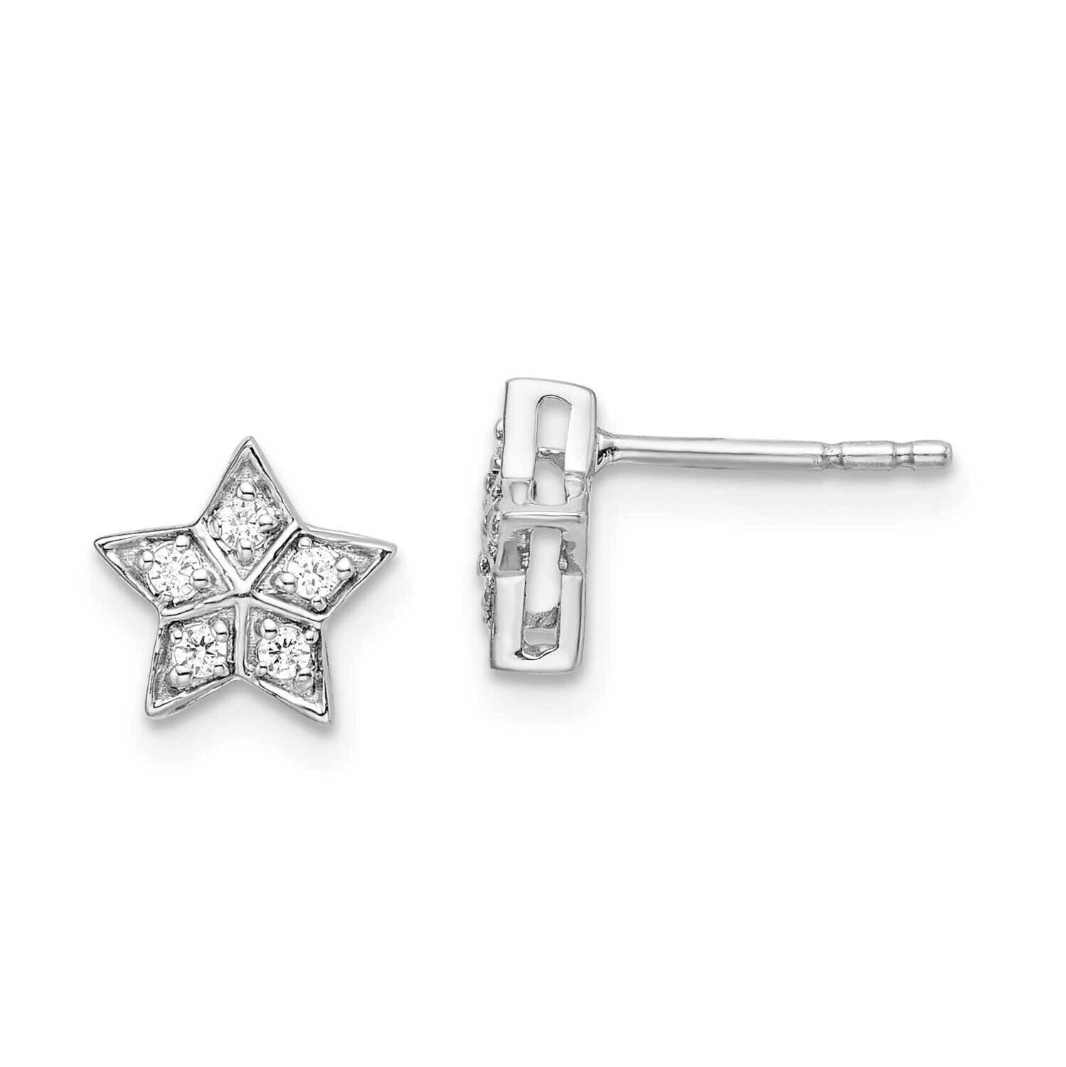 Diamond Star Post Earrings 14k White Gold EM6608-010-WA, MPN: EM6608-010-WA, 191101921629