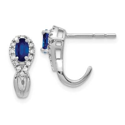 Diamond Sapphire J Hoop Post Earrings 10k White Gold EM5593-SA-013-1WA, MPN: EM5593-SA-013-1WA, 191…