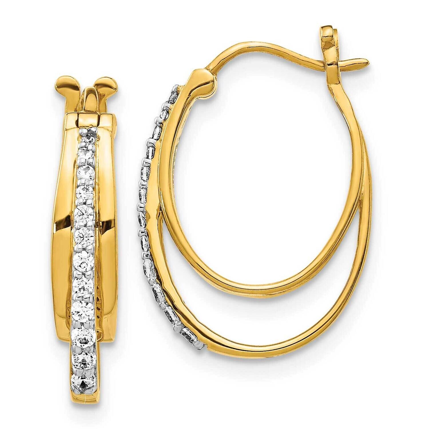 Diamond Hoop Earrings 10k Gold EM4343-025-1YA, MPN: EM4343-025-1YA,