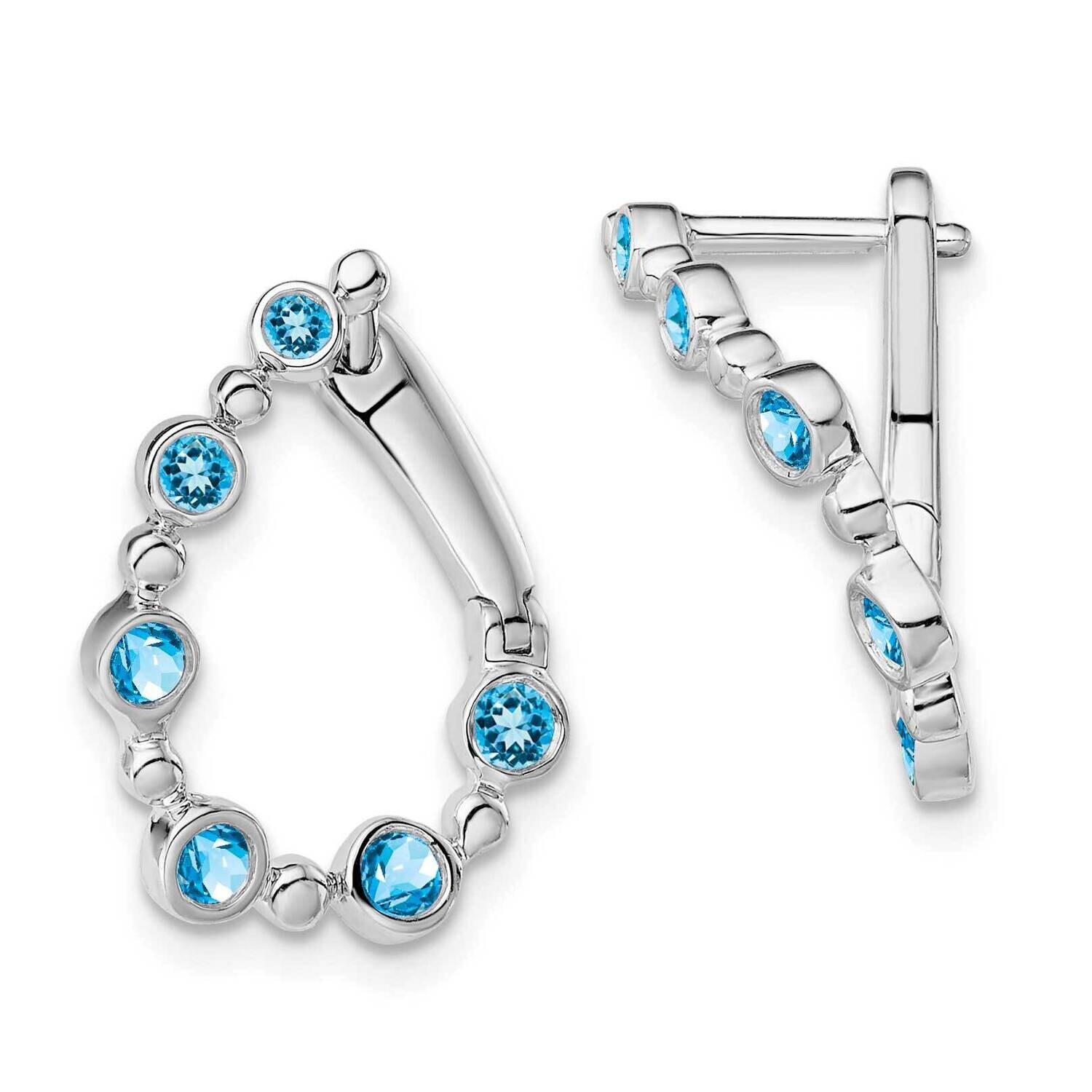Blue Topaz Teardrop Hoop Earrings 14k White Gold EM7455-BT-W, MPN: EM7455-BT-W, 191101843785