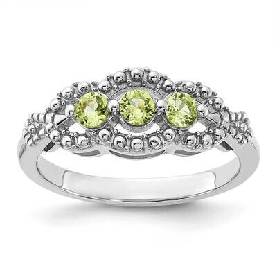 Peridot Ring Sterling Silver Rhodium-Plated QR7440PE, MPN: QR7440PE,