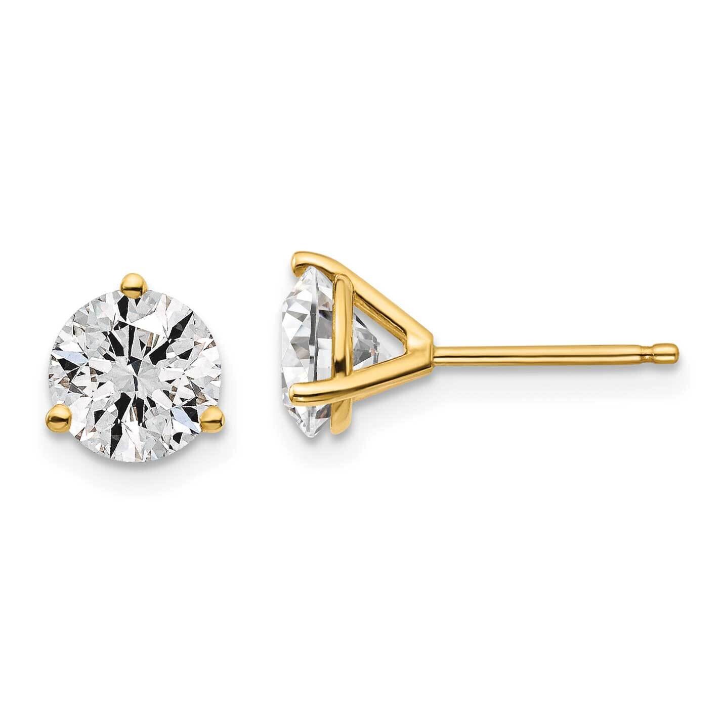 1 3/4 Carat Total Weight Round Si1/Si2 G H I Diamond 3 Prong Stud Post Earrings 14k Gold EM1007-150…