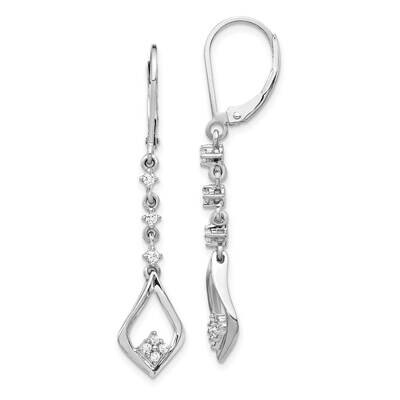 Diamond Leverback Dangle Earrings 10k White Gold EM5573-020-1WA, MPN: EM5573-020-1WA,