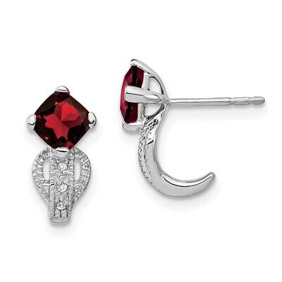 Garnet Diamond Earrings 14k White Gold EM7086-GA-003-WA, MPN: EM7086-GA-003-WA, 191101839955