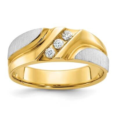 Ibgoodman Men&#39;s Polished Satin Grooved 3-Stone Ring Mounting 14k Gold B63237-4YW by IBGoodman, MPN:…