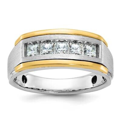 Ibgoodman Men&#39;s Polished Satin Grooved Square 5-Stonering Mounting 14k Two-Tone Gold B63774-4WY by …