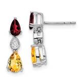 Garnet/Citrine/Diamond Earrings 14k White Gold EM7131-GA_CI-002-WA, MPN: EM7131-GA_CI-002-WA, 88395…