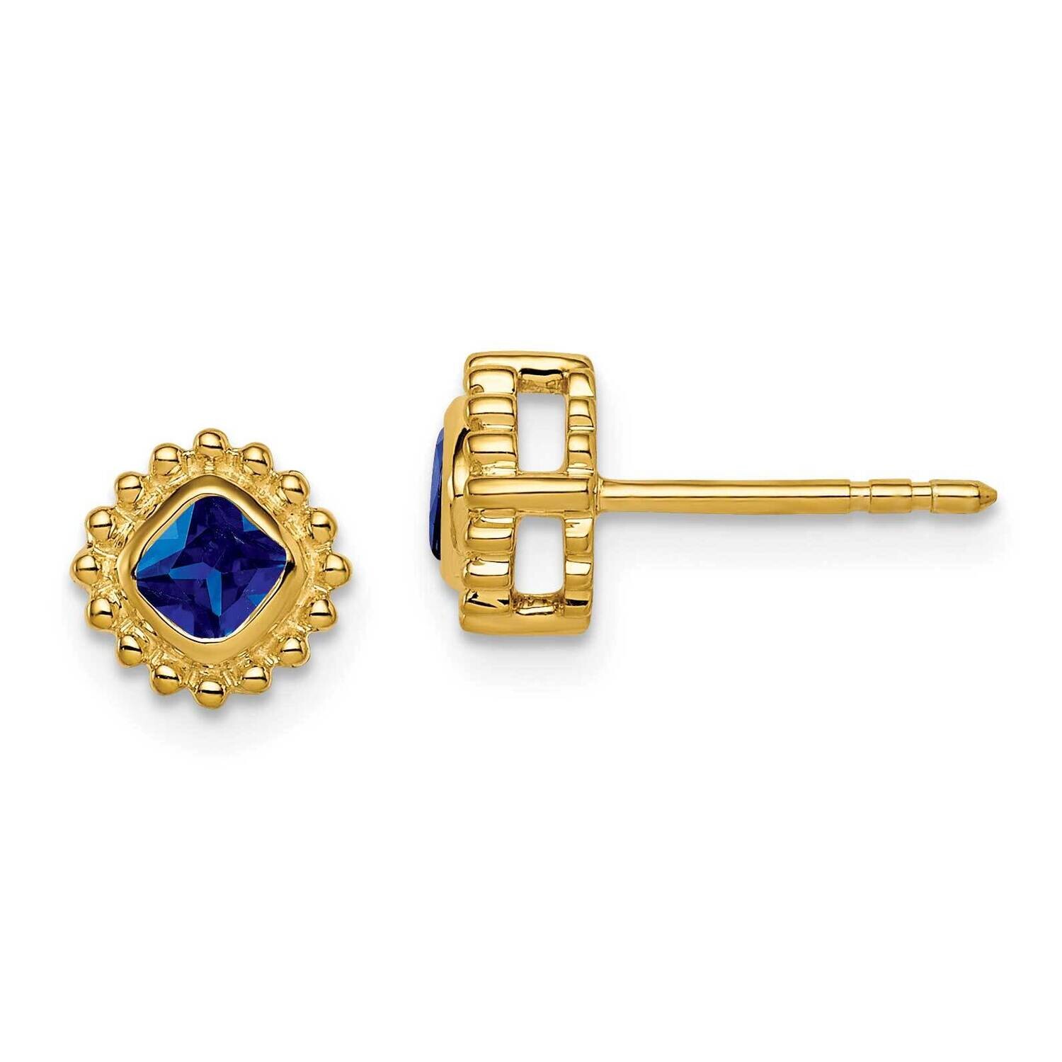 Cushion Sapphire Earrings 10k Gold EM7201-SA-1Y, MPN: EM7201-SA-1Y, 191101834615