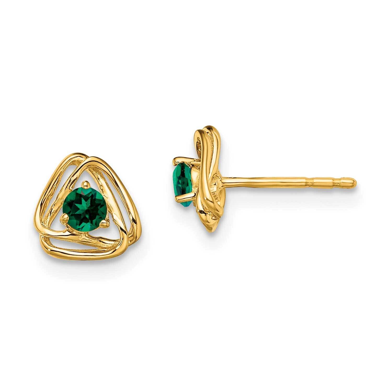 Created Emerald Post Earrings 14k Gold EM7395-CEM-Y, MPN: EM7395-CEM-Y, 191101401701