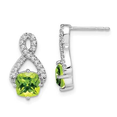Peridot Diamond Earrings 14k White Gold EM7089-PE-017-WA, MPN: EM7089-PE-017-WA, 191101840180