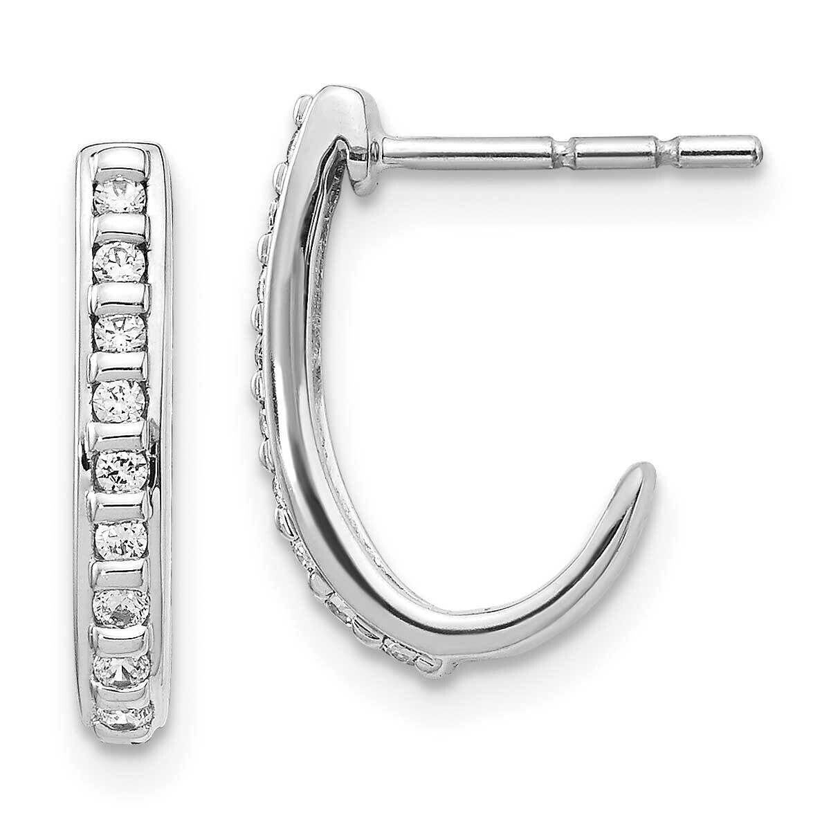 Diamond J-Hoop Post Earrings 10k White Gold EM5493-020-1WA, MPN: EM5493-020-1WA,