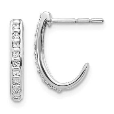 Diamond J-Hoop Post Earrings 10k White Gold EM5493-020-1WA, MPN: EM5493-020-1WA,