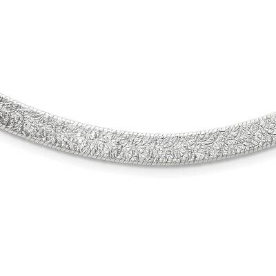 Textured 8mm Flat Herringbone 18 Inch Necklace Sterling Silver Polished QG6524-18, MPN: QG6524-18,